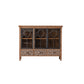 Distressed Brown Drawers Included Cabinet Glass Paned Wood & Iron Accent Cabinet