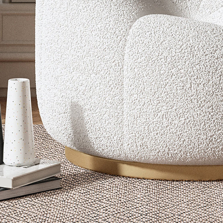 Contemporary Wool Standard Sofa, Sloped Arm Sewn Pillow Back Seating in White