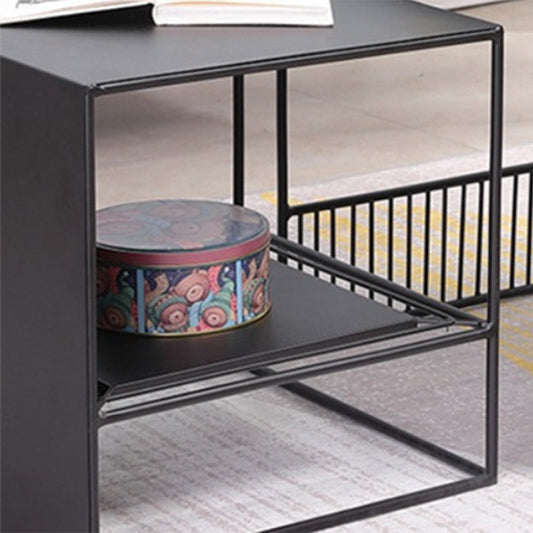 Mesa de café cuadrada Nestitante Mesa de café Cóctel de café de marco de metal con estante