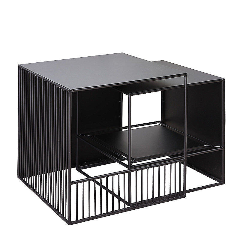 Ensemble de Table basse gigogne carrée, cadre en métal, Table de Cocktail basse avec étagère