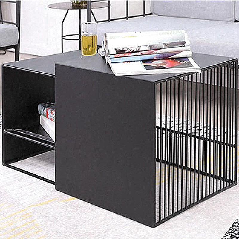 Ensemble de Table basse gigogne carrée, cadre en métal, Table de Cocktail basse avec étagère