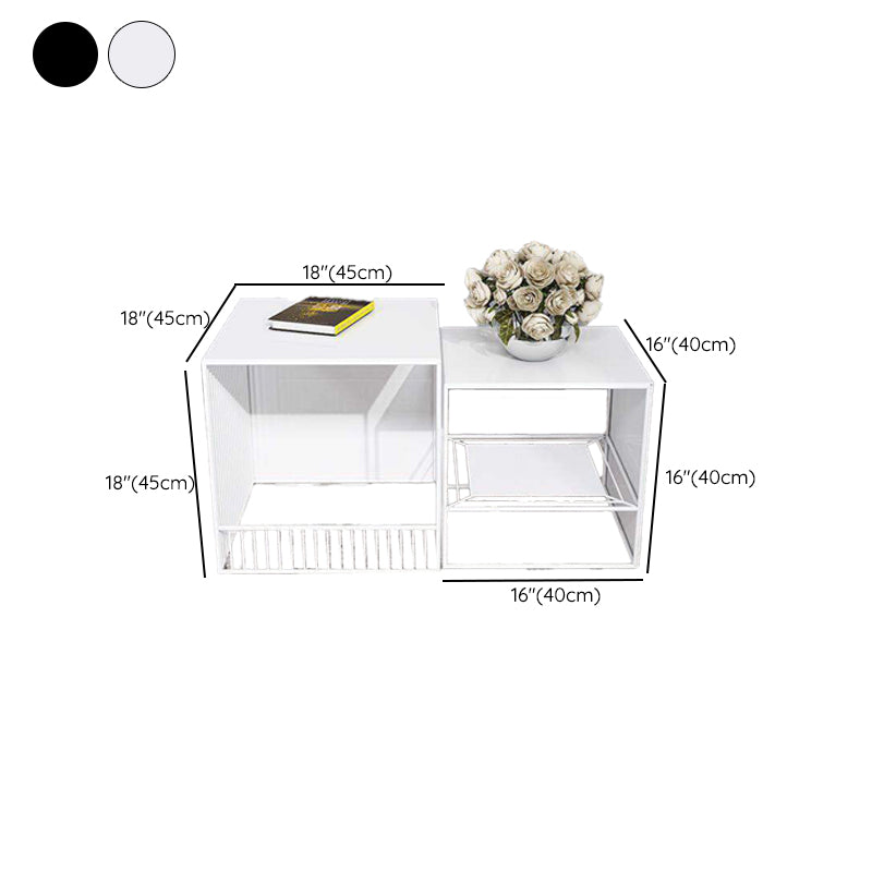 Ensemble de Table basse gigogne carrée, cadre en métal, Table de Cocktail basse avec étagère