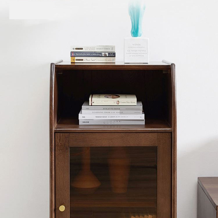 17.7 "brede massief houten accentkast 1 - plank en 1 - deurglas in paned borst