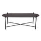 Table de cocktail basse à pieds croisés en fer elliptique en noir de 15,7" H