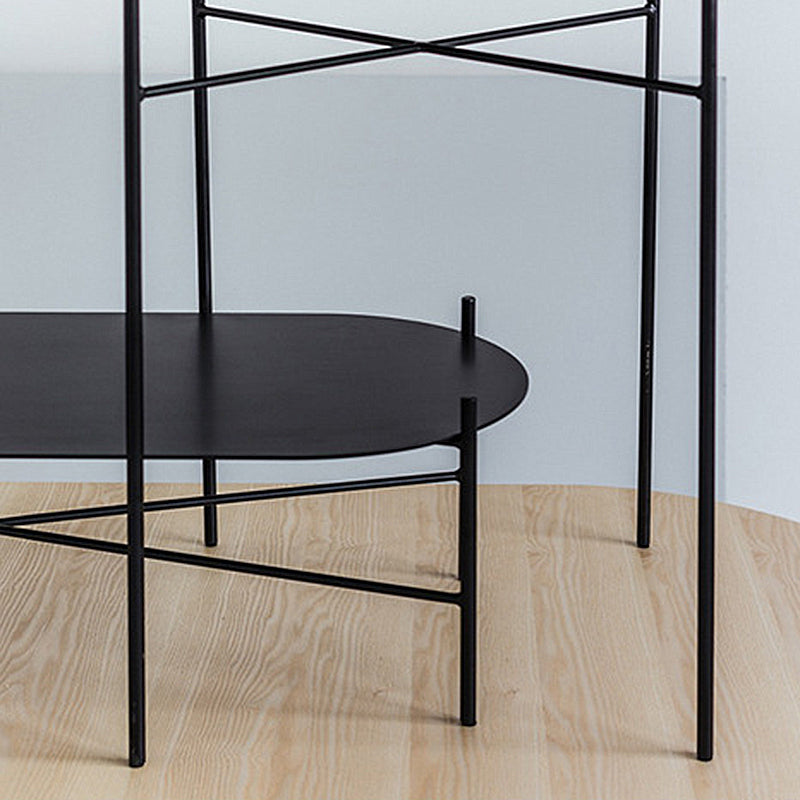 Table de cocktail basse à pieds croisés en fer elliptique en noir de 15,7" H