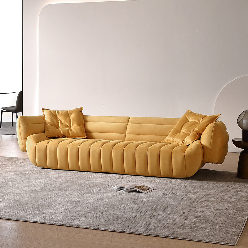 Tuxedo Arm Sofa Sewn Pillow Back Standard Seating in Orange 94"L x 43"W x 27"H Clearhalo 'furn' 'furn_sofas' 'Furniture' 'Living Room Furniture' 'Sofa' 'sofas' 6292449