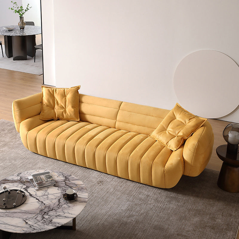 Tuxedo Arm Sofa Sewn Pillow Back Standard Seating in Orange Clearhalo 'furn' 'furn_sofas' 'Furniture' 'Living Room Furniture' 'Sofa' 'sofas' 6292450