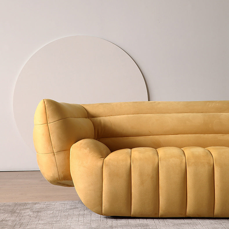 Tuxedo Arm Sofa Sewn Pillow Back Standard Seating in Orange Clearhalo 'furn' 'furn_sofas' 'Furniture' 'Living Room Furniture' 'Sofa' 'sofas' 6292451