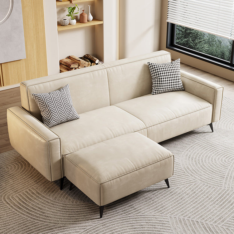 Contemporary 31.49" H Faux Leather Square Arm Sofa for Living Room