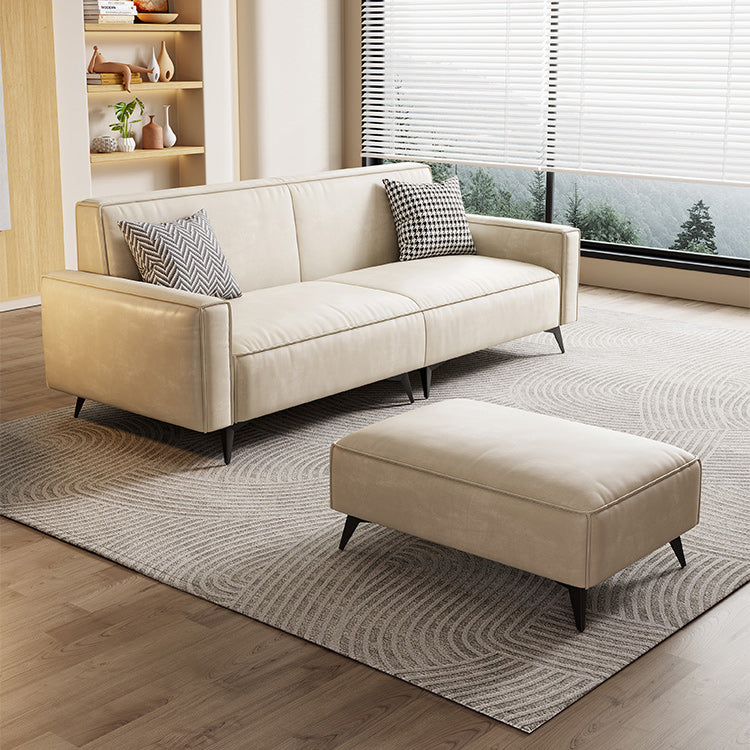 Contemporary 31.49" H Faux Leather Square Arm Sofa for Living Room