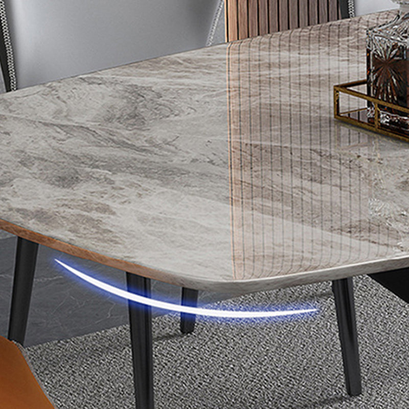 Industrial Style Sintered Stone Table Rectangle Table with Metal Legs for Home