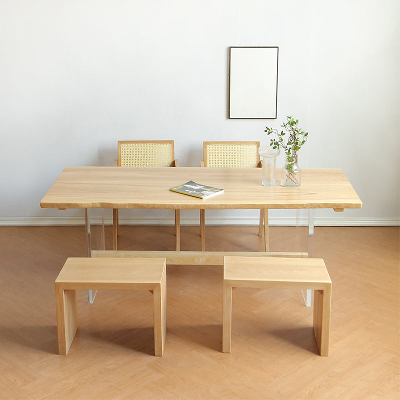 Rectangle Transparent Base Dining Table Modern Pine Wood Table for Living Room 78.7"L x 31.5"W x 29.5"H Without Chairs Clearhalo 'Dining Tables & Seating' 'Dining Tables' 'dining_table' 'furn' 'furn_dining_table' 'Furniture' 'Kitchen & Dining Furniture' 6294737