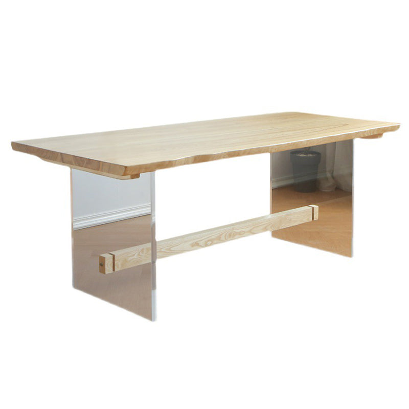 Rectangle Transparent Base Dining Table Modern Pine Wood Table for Living Room Without Chairs Clearhalo 'Dining Tables & Seating' 'Dining Tables' 'dining_table' 'furn' 'furn_dining_table' 'Furniture' 'Kitchen & Dining Furniture' 6294739