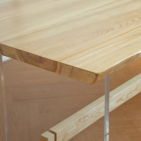 Rectangle Transparent Base Dining Table Modern Pine Wood Table for Living Room Clearhalo 'Dining Tables & Seating' 'Dining Tables' 'dining_table' 'furn' 'furn_dining_table' 'Furniture' 'Kitchen & Dining Furniture' 6294741