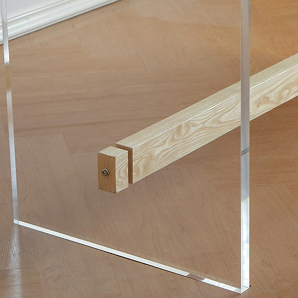 Rectangle Transparent Base Dining Table Modern Pine Wood Table for Living Room Clearhalo 'Dining Tables & Seating' 'Dining Tables' 'dining_table' 'furn' 'furn_dining_table' 'Furniture' 'Kitchen & Dining Furniture' 6294742
