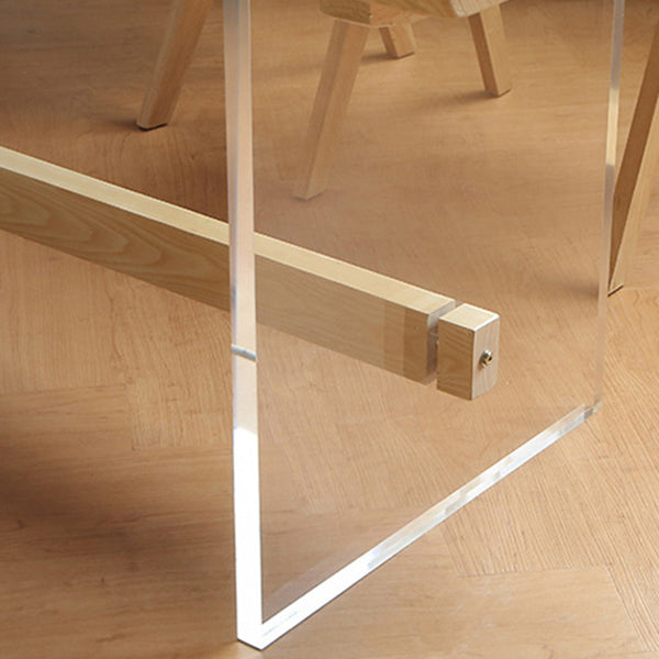 Rectangle Transparent Base Dining Table Modern Pine Wood Table for Living Room Clearhalo 'Dining Tables & Seating' 'Dining Tables' 'dining_table' 'furn' 'furn_dining_table' 'Furniture' 'Kitchen & Dining Furniture' 6294743