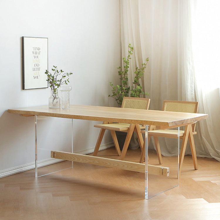 Rectangle Transparent Base Dining Table Modern Pine Wood Table for Living Room Clearhalo 'Dining Tables & Seating' 'Dining Tables' 'dining_table' 'furn' 'furn_dining_table' 'Furniture' 'Kitchen & Dining Furniture' 6294746
