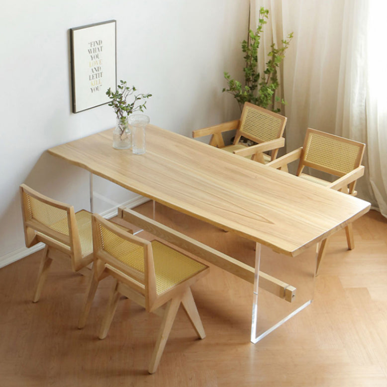 Rectangle Transparent Base Dining Table Modern Pine Wood Table for Living Room Clearhalo 'Dining Tables & Seating' 'Dining Tables' 'dining_table' 'furn' 'furn_dining_table' 'Furniture' 'Kitchen & Dining Furniture' 6294747