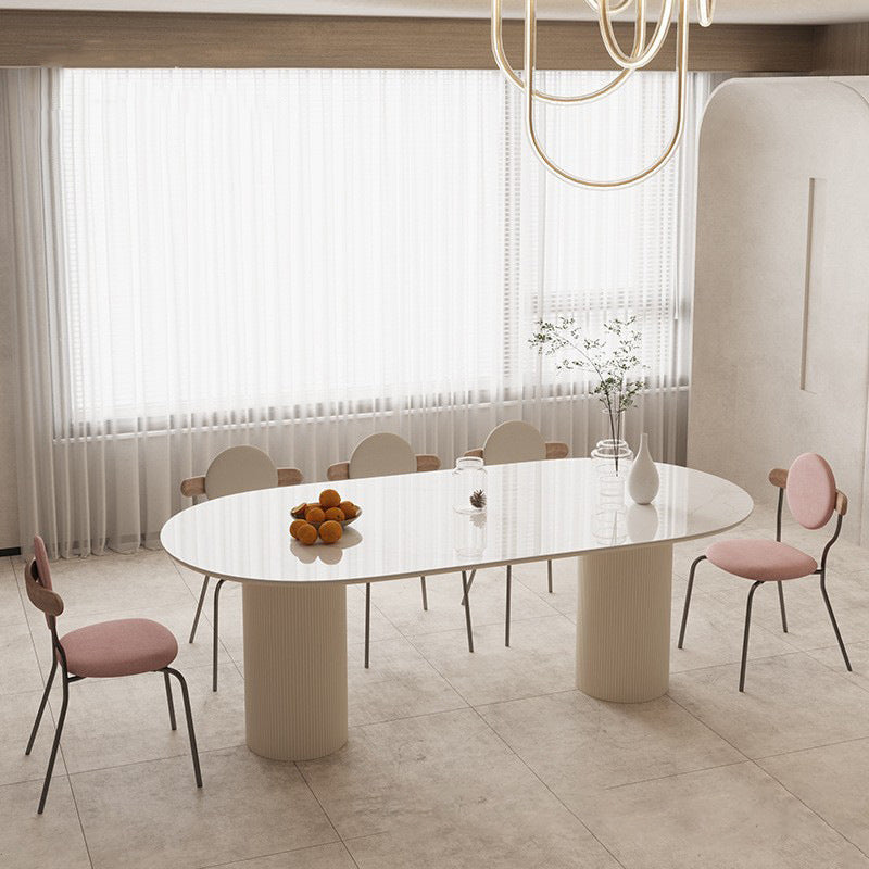 Slate and Metal Table Glam Style Simple Home Oval Dining Table