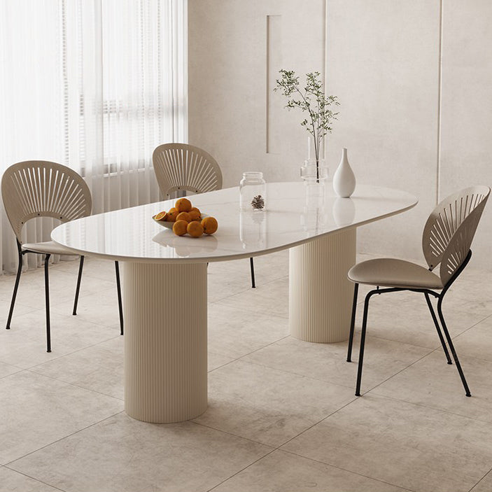 Slate and Metal Table Glam Style Simple Home Oval Dining Table