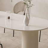 Slate and Metal Table Glam Style Simple Home Oval Dining Table