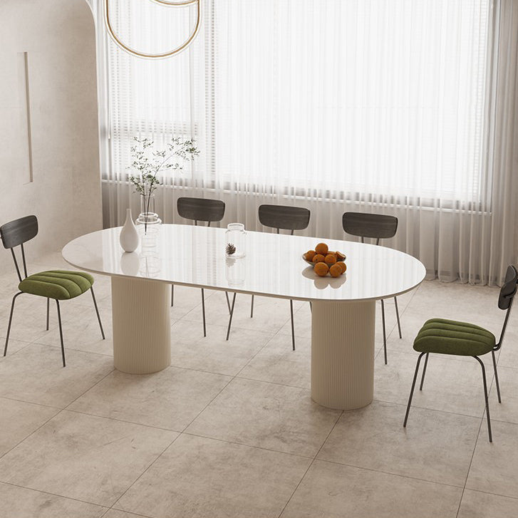 Slate and Metal Table Glam Style Simple Home Oval Dining Table