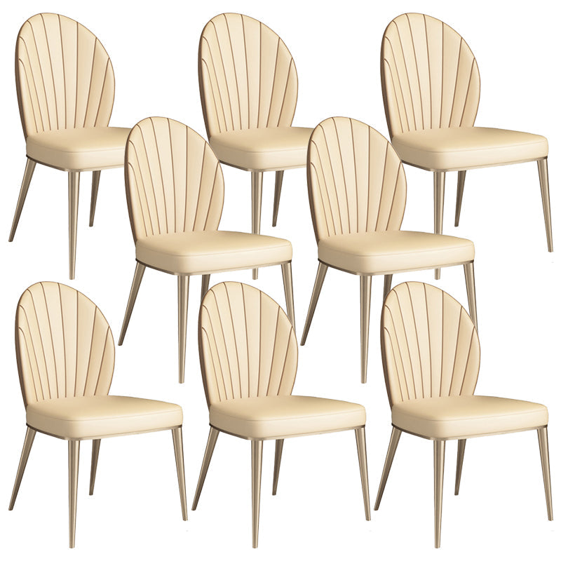 Upholstered Dining Chairs Beige Faux Leather Kitchen Dining Chairs