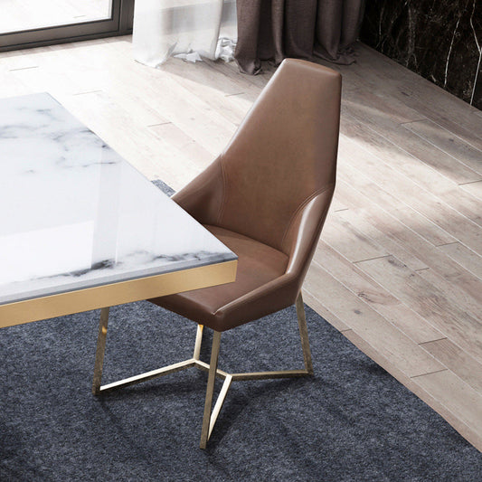 Glam Kitchen Dining Chairs Faux Leather Side Chairs with Gold Legs