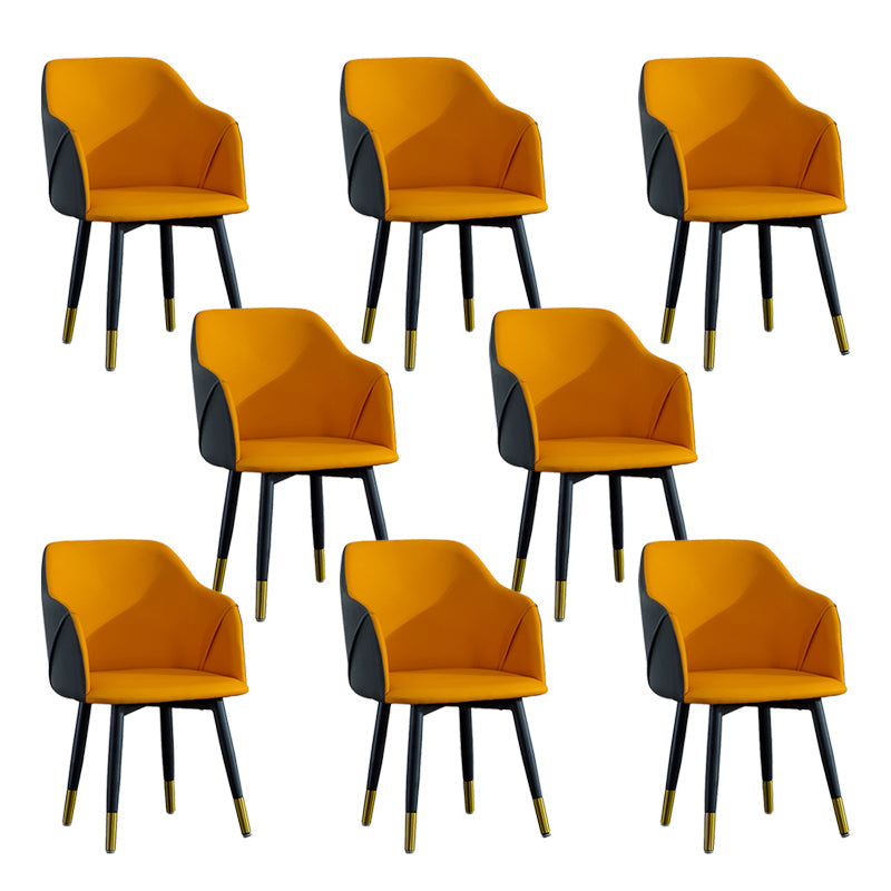 Industrial Arm Chair Solid Back Dining Room Chair for Kitchen Orange 8 Piece Set Clearhalo 'Dining Chairs' 'Dining Tables & Seating' 'dining_chair' 'furn' 'furn_dining_chair' 'Furniture' 'Kitchen & Dining Furniture' 6294853