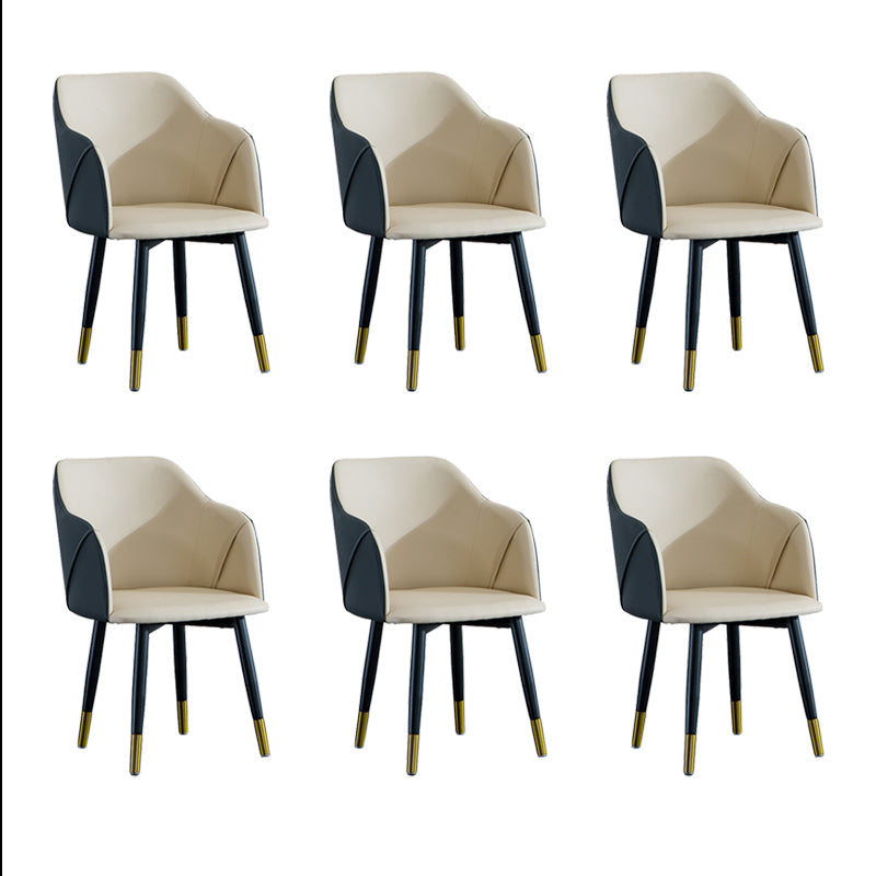Industrial Arm Chair Solid Back Dining Room Chair for Kitchen Off-White 6 Piece Set Clearhalo 'Dining Chairs' 'Dining Tables & Seating' 'dining_chair' 'furn' 'furn_dining_chair' 'Furniture' 'Kitchen & Dining Furniture' 6294859