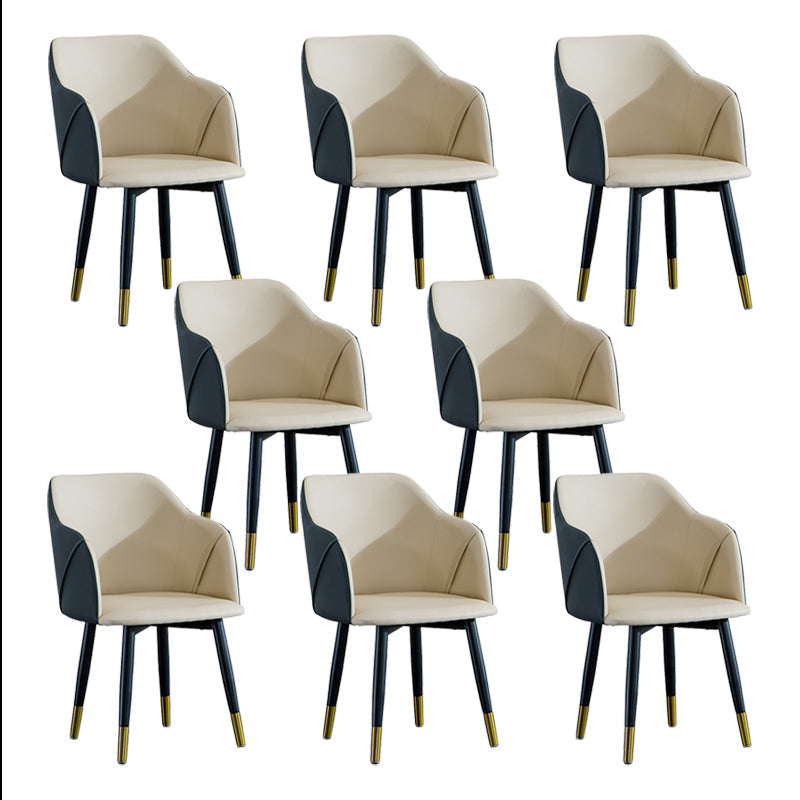Industrial Arm Chair Solid Back Dining Room Chair for Kitchen Off-White 8 Piece Set Clearhalo 'Dining Chairs' 'Dining Tables & Seating' 'dining_chair' 'furn' 'furn_dining_chair' 'Furniture' 'Kitchen & Dining Furniture' 6294861