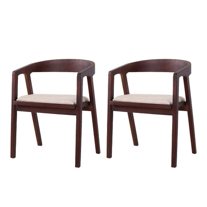 Traditional Wood Kitchen Dining Chairs Upholstered Arm Chairs Nut-Brown 2 Piece Set Clearhalo 'Dining Chairs' 'Dining Tables & Seating' 'dining_chair' 'furn' 'furn_dining_chair' 'Furniture' 'Kitchen & Dining Furniture' 6294893