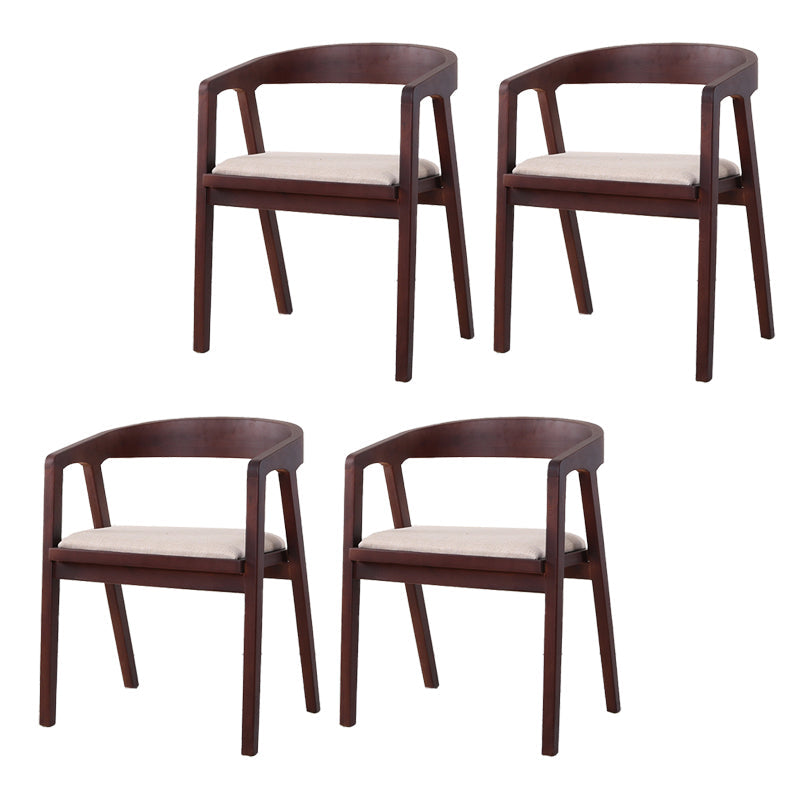 Traditional Wood Kitchen Dining Chairs Upholstered Arm Chairs Nut-Brown 4 Piece Set Clearhalo 'Dining Chairs' 'Dining Tables & Seating' 'dining_chair' 'furn' 'furn_dining_chair' 'Furniture' 'Kitchen & Dining Furniture' 6294894