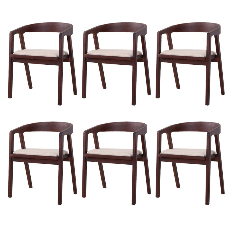Traditional Wood Kitchen Dining Chairs Upholstered Arm Chairs Nut-Brown 6 Piece Set Clearhalo 'Dining Chairs' 'Dining Tables & Seating' 'dining_chair' 'furn' 'furn_dining_chair' 'Furniture' 'Kitchen & Dining Furniture' 6294896