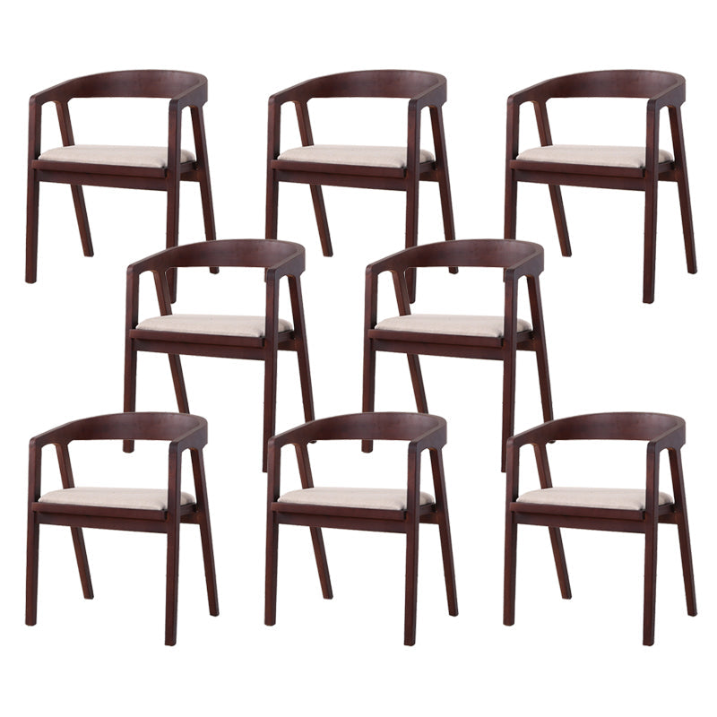 Traditional Wood Kitchen Dining Chairs Upholstered Arm Chairs Nut-Brown 8 Piece Set Clearhalo 'Dining Chairs' 'Dining Tables & Seating' 'dining_chair' 'furn' 'furn_dining_chair' 'Furniture' 'Kitchen & Dining Furniture' 6294898