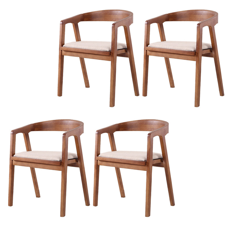 Traditional Wood Kitchen Dining Chairs Upholstered Arm Chairs Light Walnut 4 Piece Set Clearhalo 'Dining Chairs' 'Dining Tables & Seating' 'dining_chair' 'furn' 'furn_dining_chair' 'Furniture' 'Kitchen & Dining Furniture' 6294903