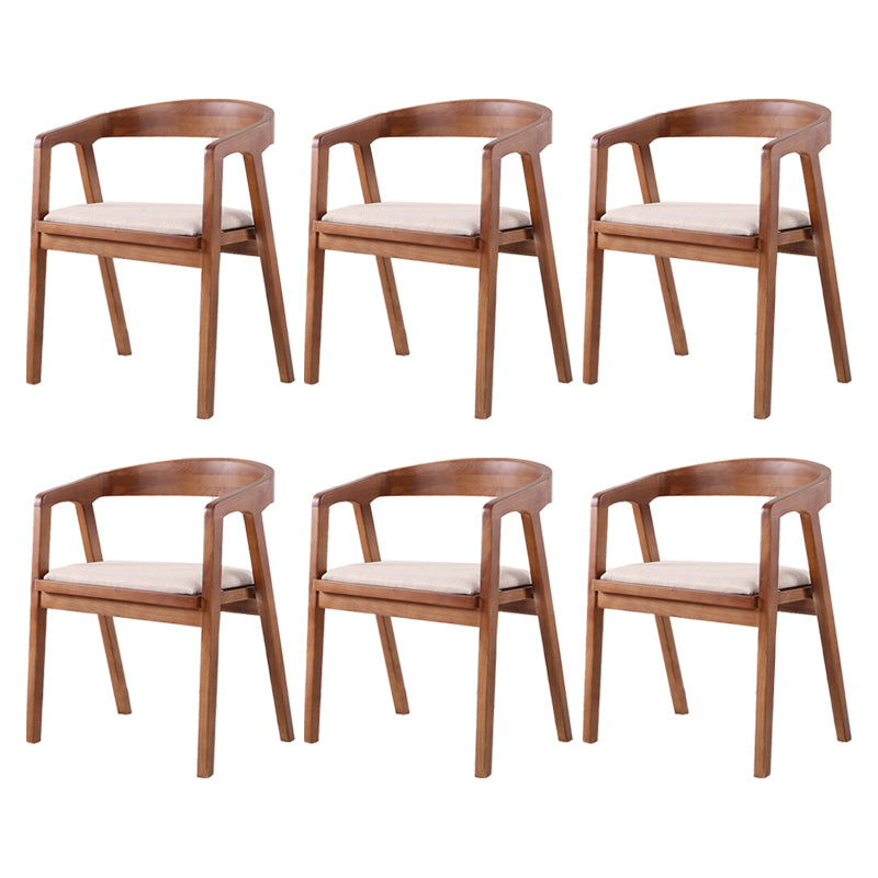 Traditional Wood Kitchen Dining Chairs Upholstered Arm Chairs Light Walnut 6 Piece Set Clearhalo 'Dining Chairs' 'Dining Tables & Seating' 'dining_chair' 'furn' 'furn_dining_chair' 'Furniture' 'Kitchen & Dining Furniture' 6294906