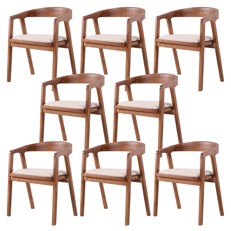 Traditional Wood Kitchen Dining Chairs Upholstered Arm Chairs Light Walnut 8 Piece Set Clearhalo 'Dining Chairs' 'Dining Tables & Seating' 'dining_chair' 'furn' 'furn_dining_chair' 'Furniture' 'Kitchen & Dining Furniture' 6294908