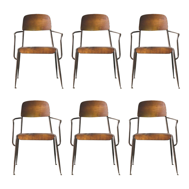 オープンバックサイドチェアインダストリアルスタイルのメタルとウッドダイニングチェア