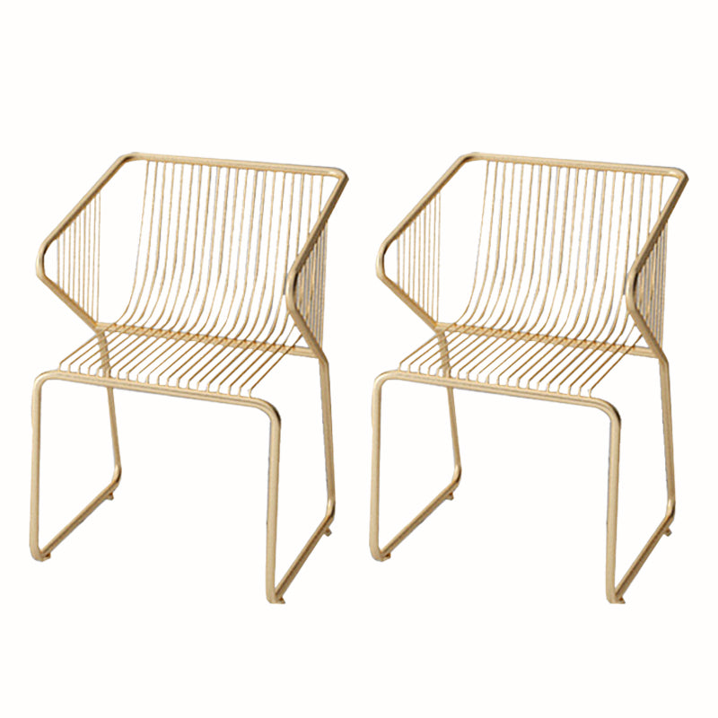 Slat Back Arm Chair Contemporary Style Metal Kitchen Dining Chair