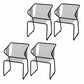 Slat Back Arm Chair Contemporary Style Metal Kitchen Dining Chair