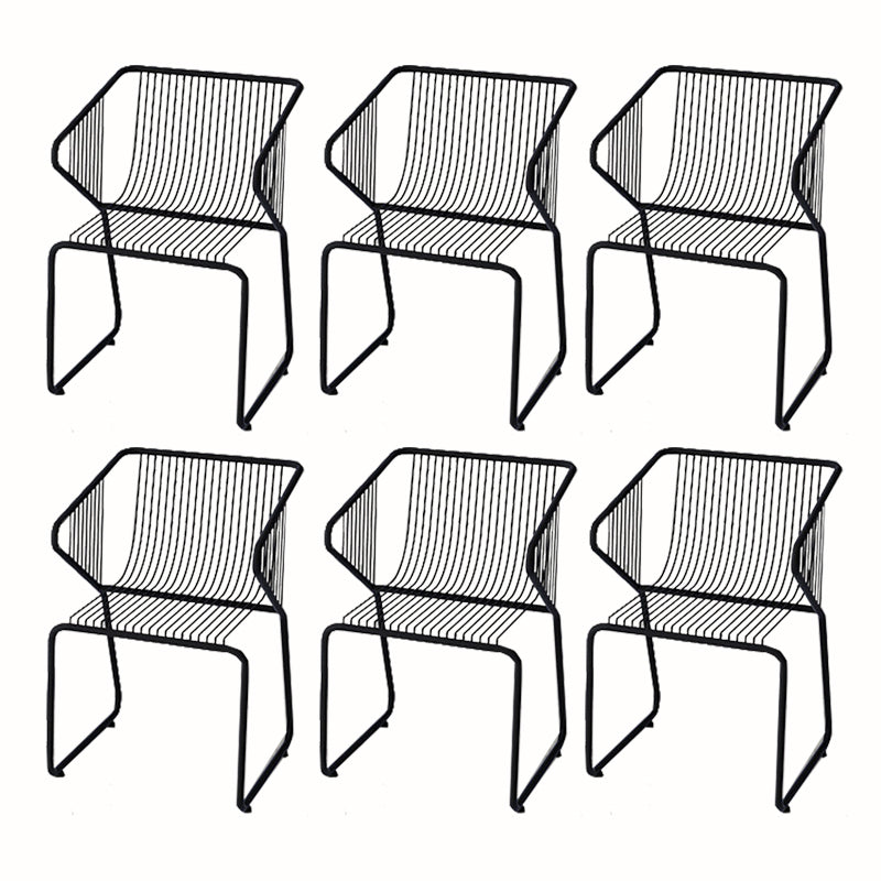 Slat Back Arm Chair Contemporary Style Metal Kitchen Dining Chair