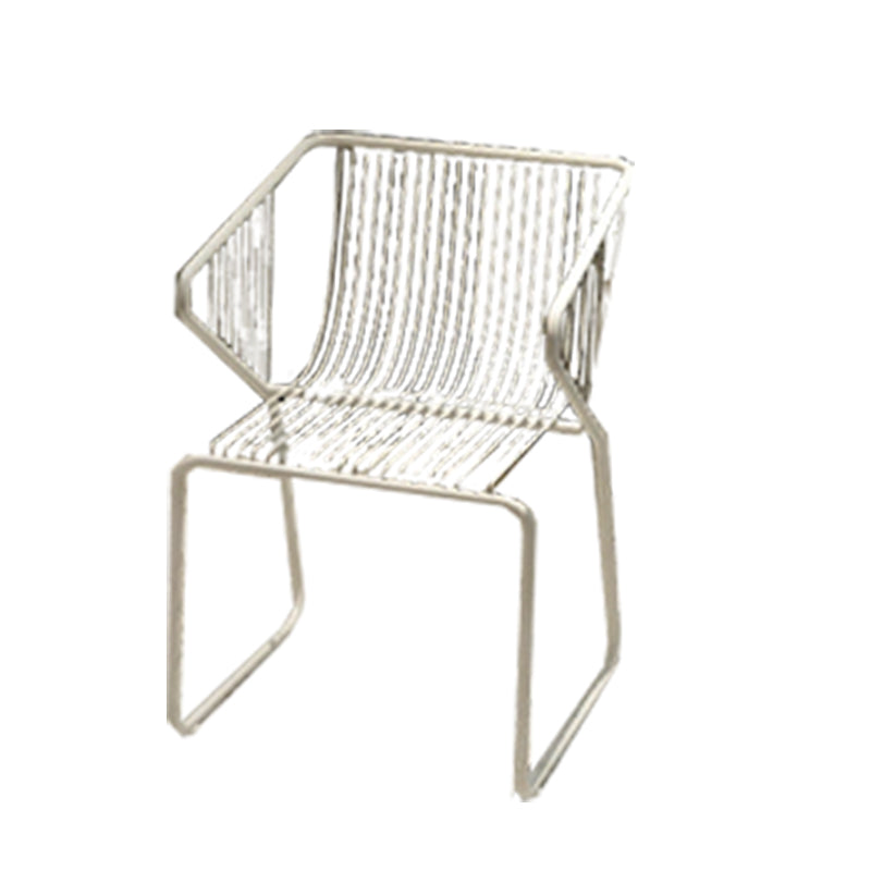Slat Back Arm Chair Contemporary Style Metal Kitchen Dining Chair