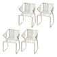Slat Back Arm Chair Contemporary Style Metal Kitchen Dining Chair