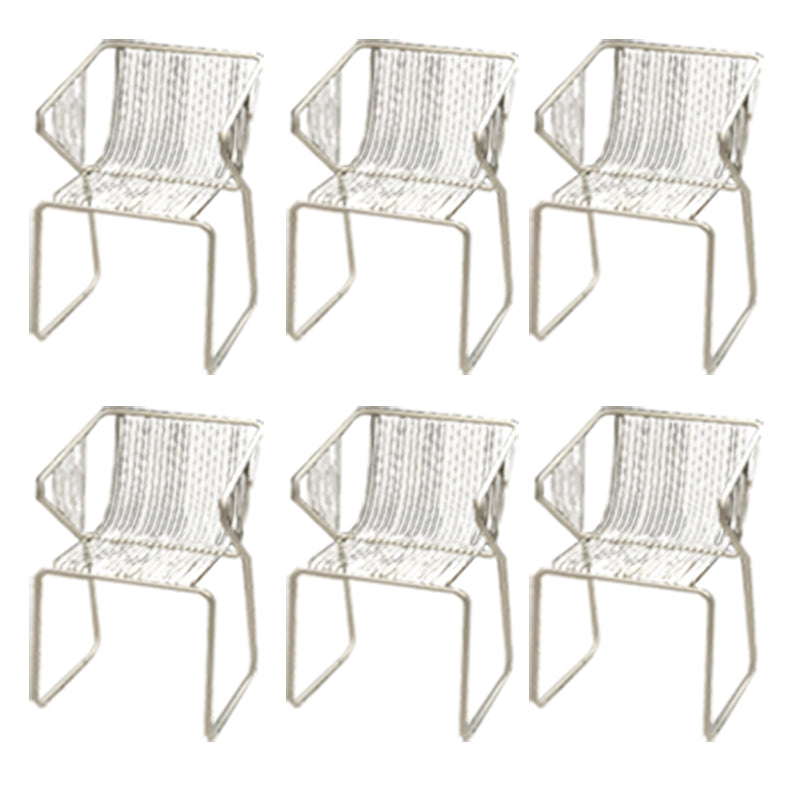 Slat Back Arm Chair Contemporary Style Metal Kitchen Dining Chair