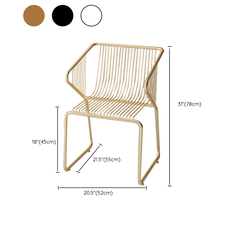Slat Back Arm Chair Contemporary Style Metal Kitchen Dining Chair