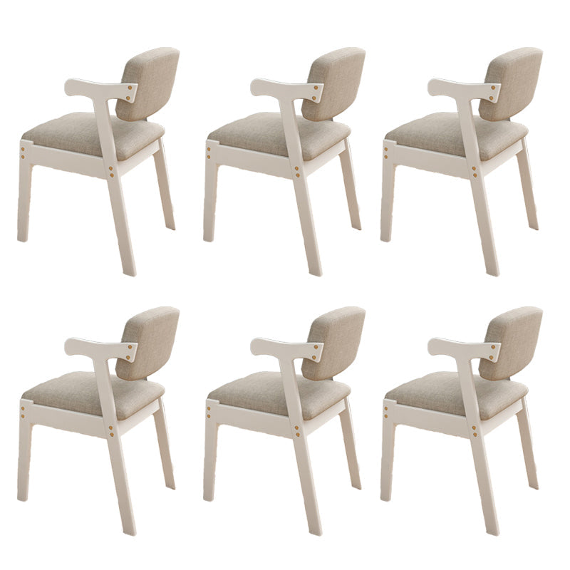 Contemporary Arm Chair Open Back Wood Dining Room Chair for Dining Room White 6 Piece Set Clearhalo 'Dining Chairs' 'Dining Tables & Seating' 'dining_chair' 'furn' 'furn_dining_chair' 'Furniture' 'Kitchen & Dining Furniture' 6295052
