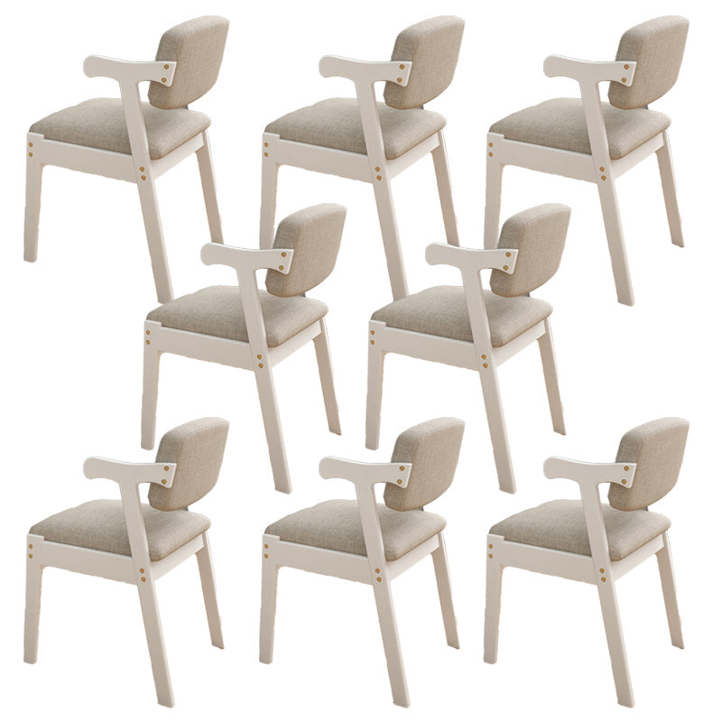 Contemporary Arm Chair Open Back Wood Dining Room Chair for Dining Room White 8 Piece Set Clearhalo 'Dining Chairs' 'Dining Tables & Seating' 'dining_chair' 'furn' 'furn_dining_chair' 'Furniture' 'Kitchen & Dining Furniture' 6295055
