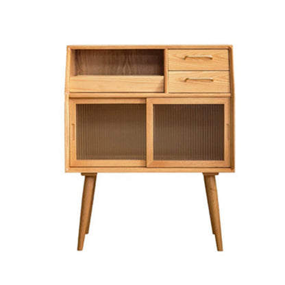 Modern Dining Buffet Sliding Doors Drawer and 2-Door Buffet Sideboard,17" W X 39" H Natural Clearhalo 'buffet_sideboard' 'Buffets & Sideboards' 'furn' 'furn_buffet_sideboard' 'Furniture' 'Kitchen & Dining Furniture' 6295357