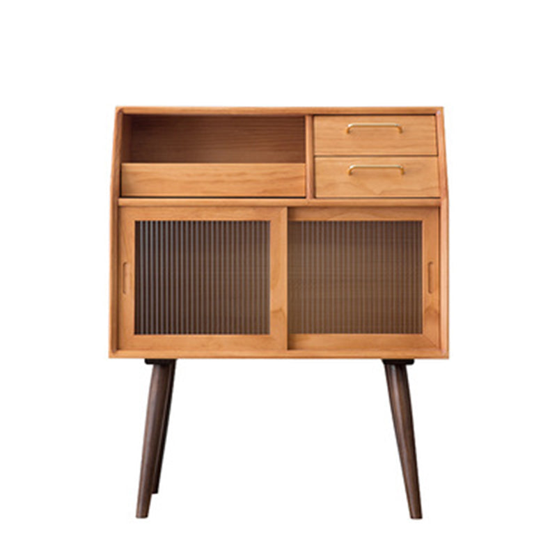 Modern Dining Buffet Sliding Doors Drawer and 2-Door Buffet Sideboard,17" W X 39" H Cherry Wood Clearhalo 'buffet_sideboard' 'Buffets & Sideboards' 'furn' 'furn_buffet_sideboard' 'Furniture' 'Kitchen & Dining Furniture' 6295360